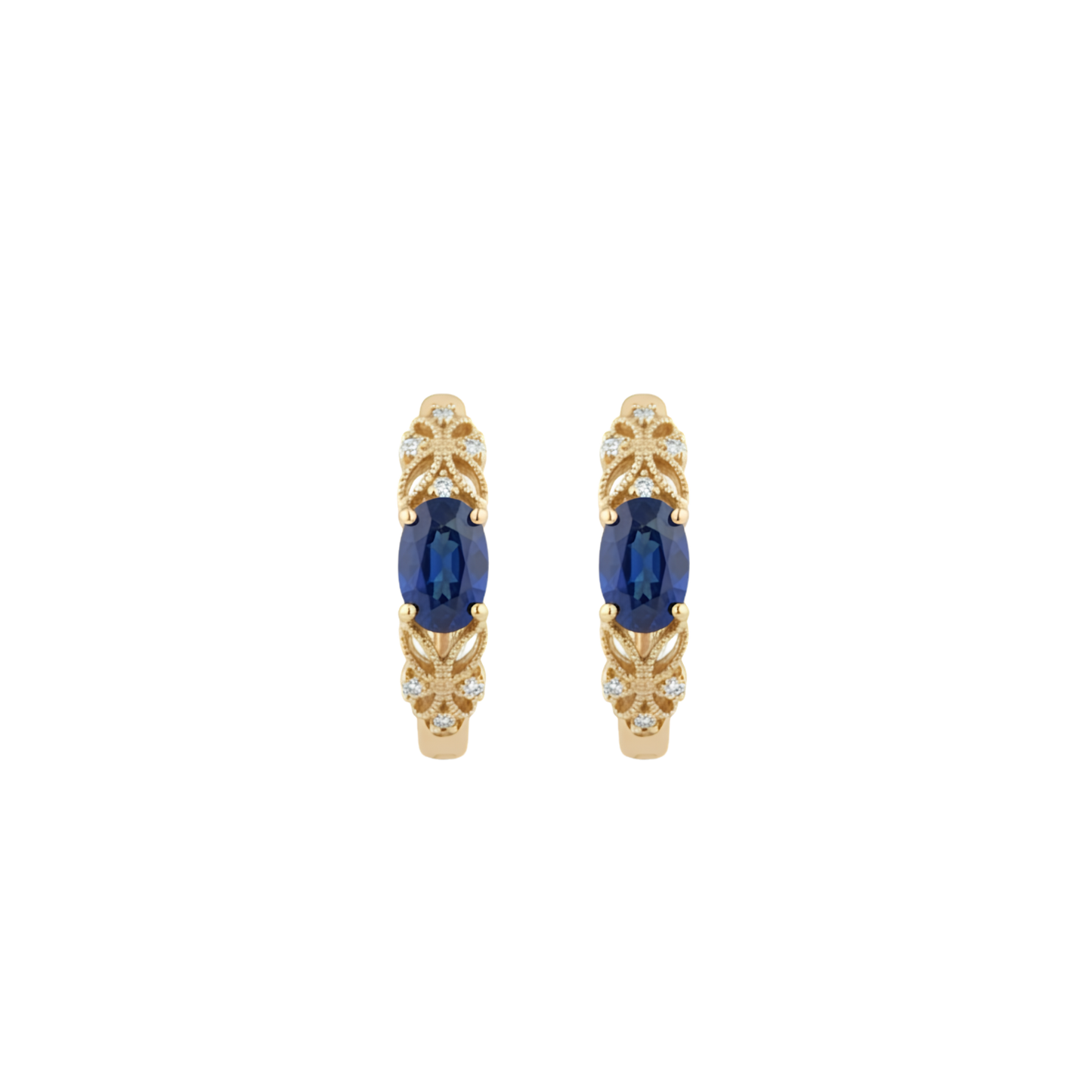 Aretes Stella Topacio Azul Con Brillantes Oro Amarillo 14K