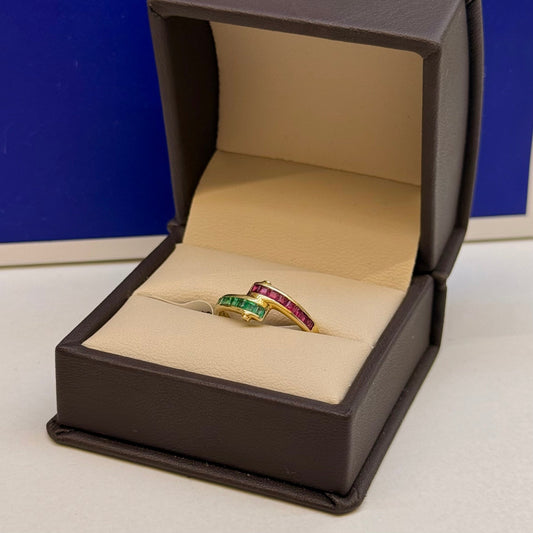 Anillo Aria Rubi y Esmeraldas 14k