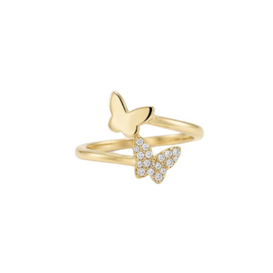 Anillo doble mariposa 10k