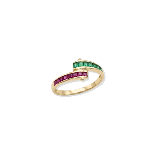 Anillo Aria Rubi y Esmeraldas 14k