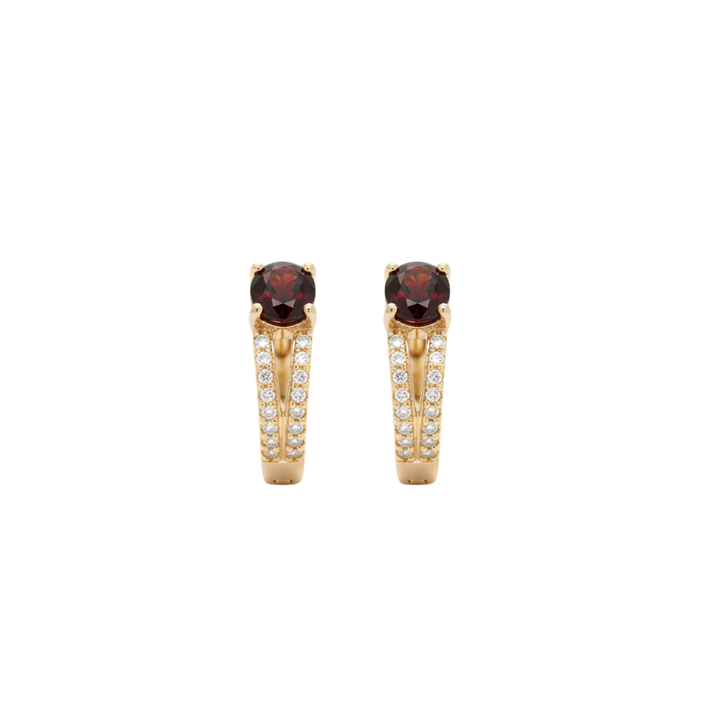 Aretes Sira Rubi Con Diamantes Oro Amarillo 14K