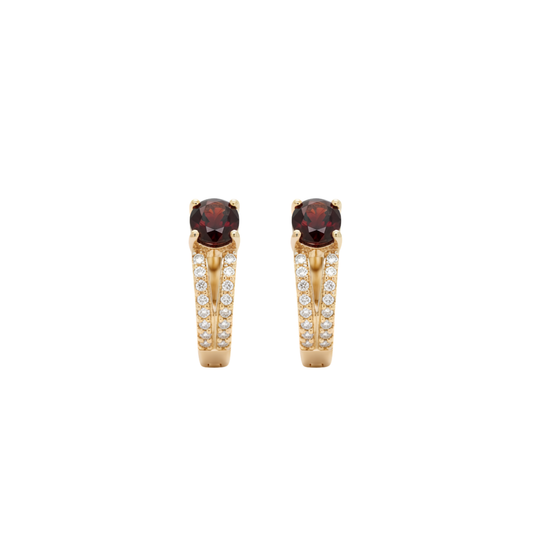 Aretes Sira Rubi Con Diamantes Oro Amarillo 14K