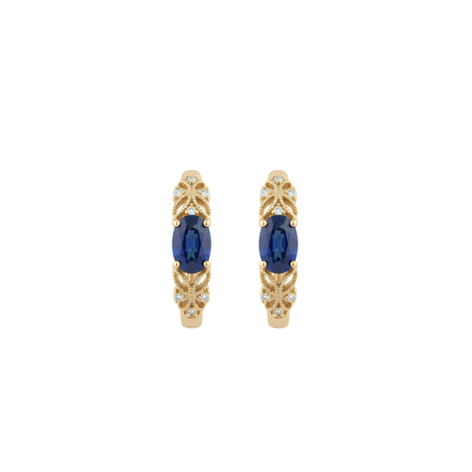 Aretes Stella Topacio Azul Con Brillantes Oro Amarillo 14K