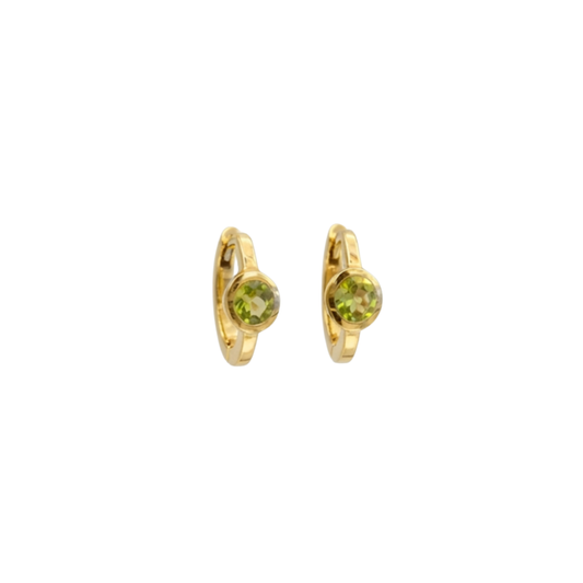 Aretes arracada peridoto 14k