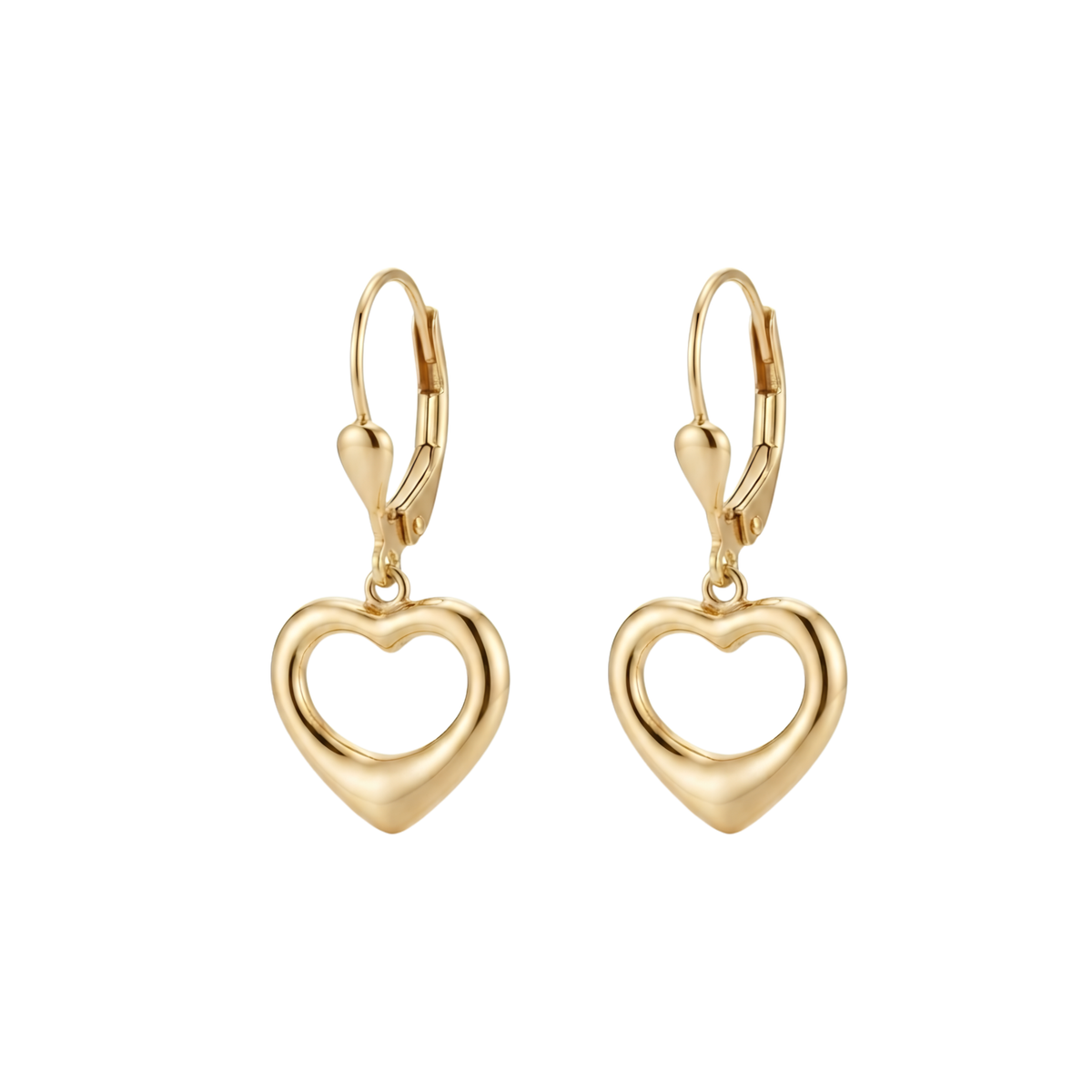 Aretes Corazon Colgante 14K