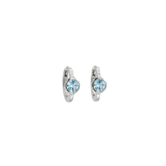 Aretes arracadas oro blanco topacio azul 14k