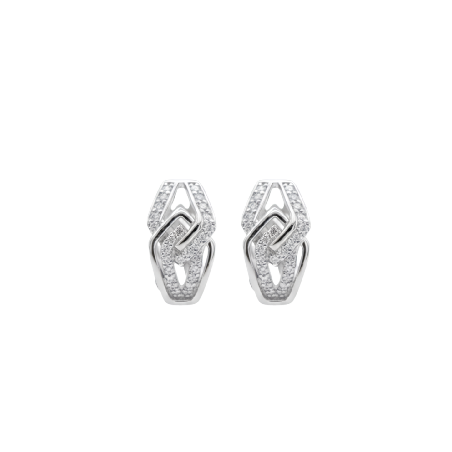 Aretes Lira Brillante Oro Blanco 14K