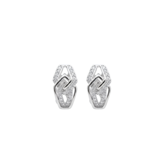 Aretes Lira Brillante Oro Blanco 14K