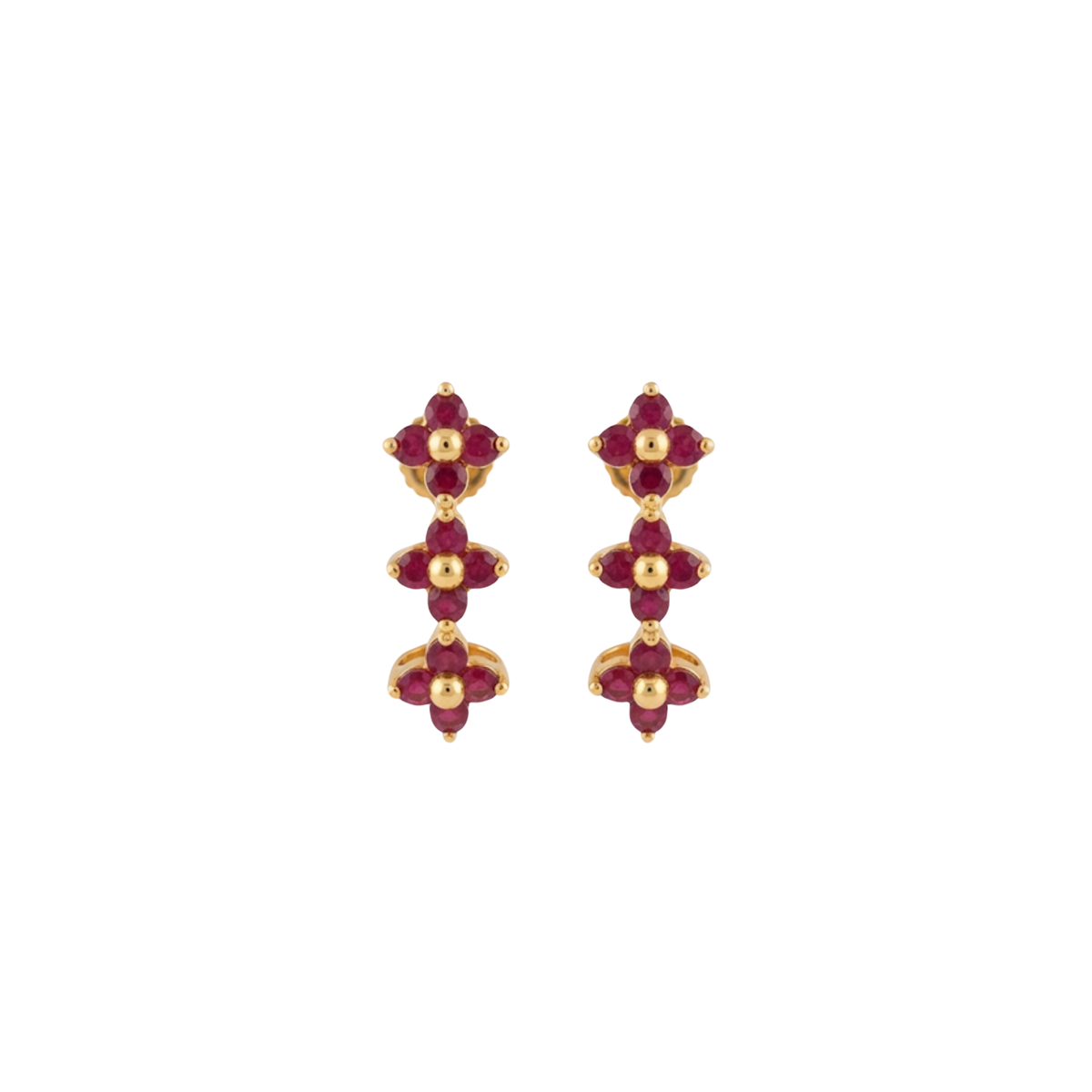 Aretes Cascada Flores 14K