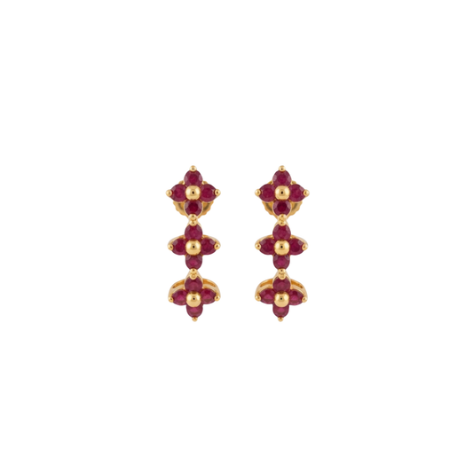 Aretes cascada flores 14k