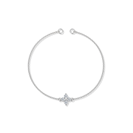 Pulsera Flor Topacio Azul Oro Blanco 14K